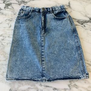 Vintage High Waisted Acid Wash Denim Skirt